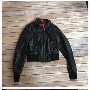 H&M black leather bomber jacket